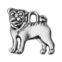 Pendentifs animaux en alliage de zinc, chien, bijoux de mode & noircir, argent, protéger l'environnement, sans nickel, plomb et cadmium, 15.5x16.5x2.5mm, Trou:Environ 2mm, 100PC/lot, Vendu par lot