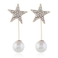 Zinc Alloy Drop Earrings with Plastic Pearl plated fashion jewelry & for woman & with rhinestone nickel lead & cadmium free Sold By Pair