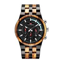 Fir Wrist Watch, Sandalwood, le Zebrawood & Gloine & Sinc Alloy, Uisce saoil resistant & do fear & luminated, dathanna níos mó le haghaidh rogha, 47x13mm, Fad Thart 9 Inse, Díolta De réir PC