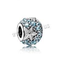 Zinc Alloy Europese Grote Hol Kralen, plated, DIY & met strass, blauw, 9x12mm, 20pC's/Lot, Verkocht door Lot