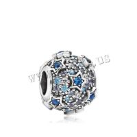 Zinc Alloy European Large Hole Beads plated DIY & with rhinestone blue Sold By Lot