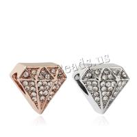 Zink Alloy Europeiska stora hål pärlor, Diamant, plated, DIY & med strass, fler färger för val, 12x11mm, 20PC/Lot, Säljs av Lot