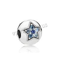 Zinc Alloy European Clip, liga de zinco, Roda, banhado, DIY & com strass, azul, 9x10mm, 20PCs/Lot, vendido por Lot