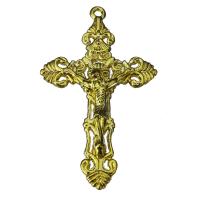 Zinklegering Cross Hangers, Zinc Alloy, Crucifix Cross, mode sieraden, gouden, nikkel, lood en cadmium vrij, 34x56x7.5mm, Gat:Ca 2mm, 50pC's/Lot, Verkocht door Lot