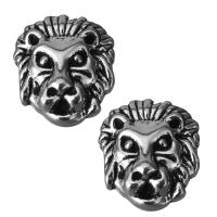 Pendentifs animaux en alliage de zinc, lion, noircir, argent, protéger l'environnement, sans nickel, plomb et cadmium, 11x12.5x6.5mm, Trou:Environ 1.5mm, 100PC/lot, Vendu par lot