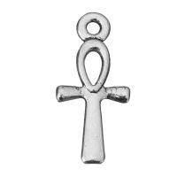 Sinkkiseos Cross Riipukset, muoti korut, hopea, nikkeli, lyijy ja kadmium vapaa, 8.5x18x1.5mm, Reikä:N. 1.5mm, 100PC/erä, Myymät erä