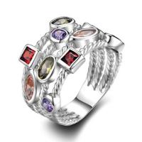 Bague en alliage de zinc, Placage, normes différentes pour le choix & pavé de micro zircon & pour femme & creux, couleur métallique plaquée, 10PC/lot, Vendu par lot