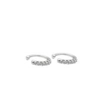 laiton Clip boucle d’oreille, Placage, bijoux de mode & pour femme & avec strass, argent, protéger l'environnement, sans nickel, plomb et cadmium, 12mm, 2pairescouple/lot, Vendu par lot