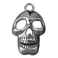 Zink Alloy Skull hängen, mode smycken & Halloween smycken gåva & svärta, silver, nickel, bly och kadmium gratis, 22.5x37.5x9mm, Hål:Ca 4.5mm, 50PC/Lot, Säljs av Lot