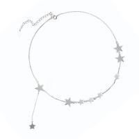 925 sterling silver Choker Collier, Star, mode smycken & för kvinna, vit, 33cm+5cm, Säljs av PC