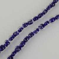 Granulos artesanais de  Lampwork, vidrilho, Roda, azul, 10mm, Aprox 50PCs/Strand, vendido para Aprox 18.5 inchaltura Strand