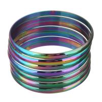 Rozsdamentes acél Bangle készlet, Stainless Steel, galvanizált, divat ékszerek, sokszínű, 5.50mm, 7PC-k/Set, Által értékesített Set