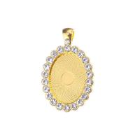 Zinc Alloy vedhæng Cabochon Setting, med Rhinestone, Unisex, flere farver til valg, 18x25mm, 50pc'er/Lot, Solgt af Lot