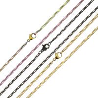 Stainless Steel Chain Ogrlica, Nehrđajući čelik, pozlaćen, modni nakit & različite veličine za izbor, više boja za izbor, 2mm, 50pramenovi/Lot, Prodano By Lot