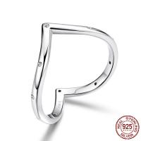 925 sterling silver Finger Ring, Hjärta, platinerade, olika storlek för val & micro bana cubic zirconia & för kvinna, 2mm, Storlek:6-8, Säljs av PC