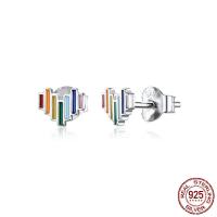 Sterling Silver Smycken Örhänge, 925 sterling silver, Rainbow, platinerade, mode smycken & för kvinna, 5x6mm, Säljs av Par