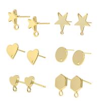 Messing Earring Bericht, messing oorbel bericht, gold plated, DIY & verschillende stijlen voor de keuze, metallic kleur plated, 17x18mm,8x10mm,12x8mm,10x10mm,6x8.5mm,10mm, 10paren/Lot, Verkocht door Lot