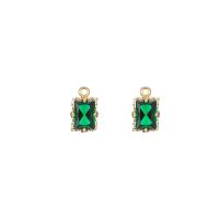 Cubique Pendentif en laiton zircon pavent, Placage, DIY & pavé de micro zircon, vert, 6.70x10mm, 10PC/lot, Vendu par lot