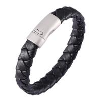 PU Cord Armbånd, Stainless Steel, med Microfiber PU, mode smykker & Unisex, sort, Solgt af PC