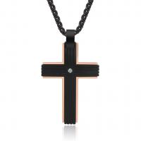 Roestvrij staal Cross Hangers, plated, mode sieraden & voor de mens, zwart, 29x48mm, Verkocht door PC