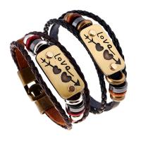 PU cavo bracciali, with lega in zinco, Cuore, gioielli di moda & unisex & con modello lettera, nessuno, 10mm, Venduto da filo