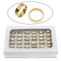 Rustfrit stål fingre Ringe, Stainless Steel, forgyldt, blandet ringstørrelse & Unisex & forskellige stilarter for valg, flere farver til valg, Størrelse:7-12, 36pc'er/Box, Solgt af Box