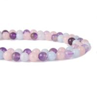 Mixed Edelsteen kralen, Rozenkwarts, met Niveau B Amethyst & Aquamarijn, Ronde, gepolijst, DIY & verschillende grootte voor keus, Per verkocht Ca 15 inch Strand