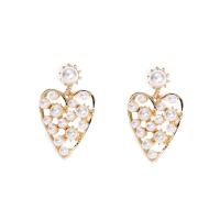 Sinc Alloy Earrings, le Pearl Plaisteacha, Croí, jewelry faisin, órga, 5Péirí/Mála, Díolta De réir Mála