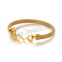 Roestvrij staal armbanden, De Brief van het alfabet, plated, mesh-keten & voor vrouw, meer kleuren voor de keuze, Binnendiameter:Ca 62x6mm, Verkocht door Strand