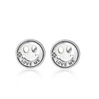 Sterling Silver Jewelry Earring, 925 Sterling Silver, Smiling Aghaidh, plátáilte, do bhean & log, 10mm, Díolta De réir PC