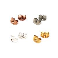 Rustfrit stål Ear Nut Component, Stainless Steel, Unisex, flere farver til valg, 4.5*6mm, 200pc'er/Bag, Solgt af Bag