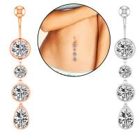 Rustfrit stål Belly Ring, Stainless Steel, Micro Pave cubic zirconia & for kvinde, flere farver til valg, 1.60x10x5mm, Solgt af PC