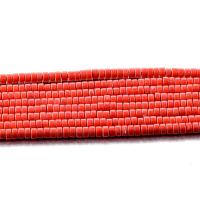 Syntetický Coral Korálek, Kolo, DIY, červený, 2x4mm, Délka Cca 15.35 inch, 5přediva/Lot, Prodáno By Lot