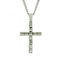 Sinc Alloy Jewelry muince, Cruach dhosmálta, le since cóimhiotal pendant, Cross, plátáilte, le rhinestone, dathanna níos mó le haghaidh rogha, 5.7*3cm, Díolta Per Thart 24 Inse Snáithe