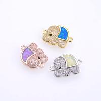 Kobberlegering Connector, Elephant, forgyldt, Micro Pave cubic zirconia, flere farver til valg, 19x14x2mm, Solgt af PC