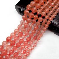 Cherry Quartz Bead, Runde, poleret, du kan DIY & facetteret, Solgt Per Ca. 15.7 inch Strand