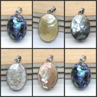 Natural Abalone Shell Pendants Brass with Shell Oval electrolyzation Unisex nickel lead & cadmium free Sold By PC