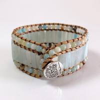 Gemstone Bracciali, cavo di cuoio, with Pietra naturale & lega in zinco, unisex, colori misti, 200mm, 2PC/lotto, Venduto da lotto