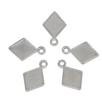 Stainless Steel korut Riipukset, 304 Stainless Steel, Rhombus, alkuperäinen väri, 14x9x1mm, N. 100/laukku, Myymät laukku