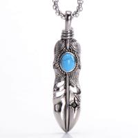 Pendentifs en titane, Acier titane, avec turquoise, pour homme, argent, 2PC/lot, Vendu par lot