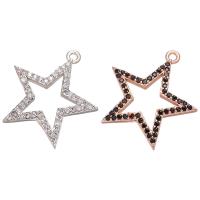 Cubic Zirconia Micro Pave Brass Pendant Star plated DIY & micro pave cubic zirconia & hollow Sold By Lot