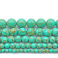 Χάντρες Turquoise, τυρκουάζ, Γύρος, γυαλισμένο, DIY & διαφορετικό μέγεθος για την επιλογή, πράσινος, Sold Με Strand