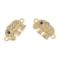 Zinco-Alloy-Connettore, lega in zinco, Ganesha, placcato color oro, con strass, 20x11x2.50mm, Foro:Appross. 1mm, 100PC/borsa, Venduto da borsa