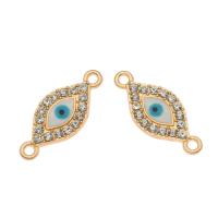 Zinc Alloy Connector Evil Eye gold color plated with rhinestone Approx 1.5mm Sold By Bag