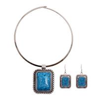 Zinklegering Sieraden Sets, oorbel & halsketting, Zinc Alloy, met Glas Edelsteen, plated, mode sieraden & voor vrouw, meer kleuren voor de keuze, nikkel, lood en cadmium vrij, P=45+5CM, Verkocht door Stel