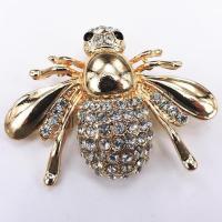 Zinc Alloy Brocher, Bee, forgyldt, med rhinestone, flere farver til valg, nikkel, bly & cadmium fri, 45x30mm, Solgt af PC