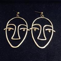 Sinc Alloy Earrings, Aghaidh, plátáilte, log, dathanna níos mó le haghaidh rogha, nicil, luaidhe & caidmiam saor in aisce, 70x45mm, Díolta De réir Péire