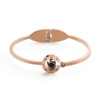 Bracelet en acier inoxydable, avec verre, bijoux de mode & styles différents pour le choix & pour femme, plus de couleurs à choisir, 58mm, Longueur 6.70 pouce, Vendu par PC