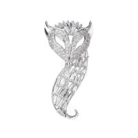 Mode broche smykker, Messing, Fox, platineret, Unisex & Micro Pave cubic zirconia, nikkel, bly & cadmium fri, 51x26mm, Solgt af PC