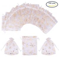 Tasca per gioielli, Organza, stampa, bianco, 120x100mm, 100PC/borsa, Venduto da borsa